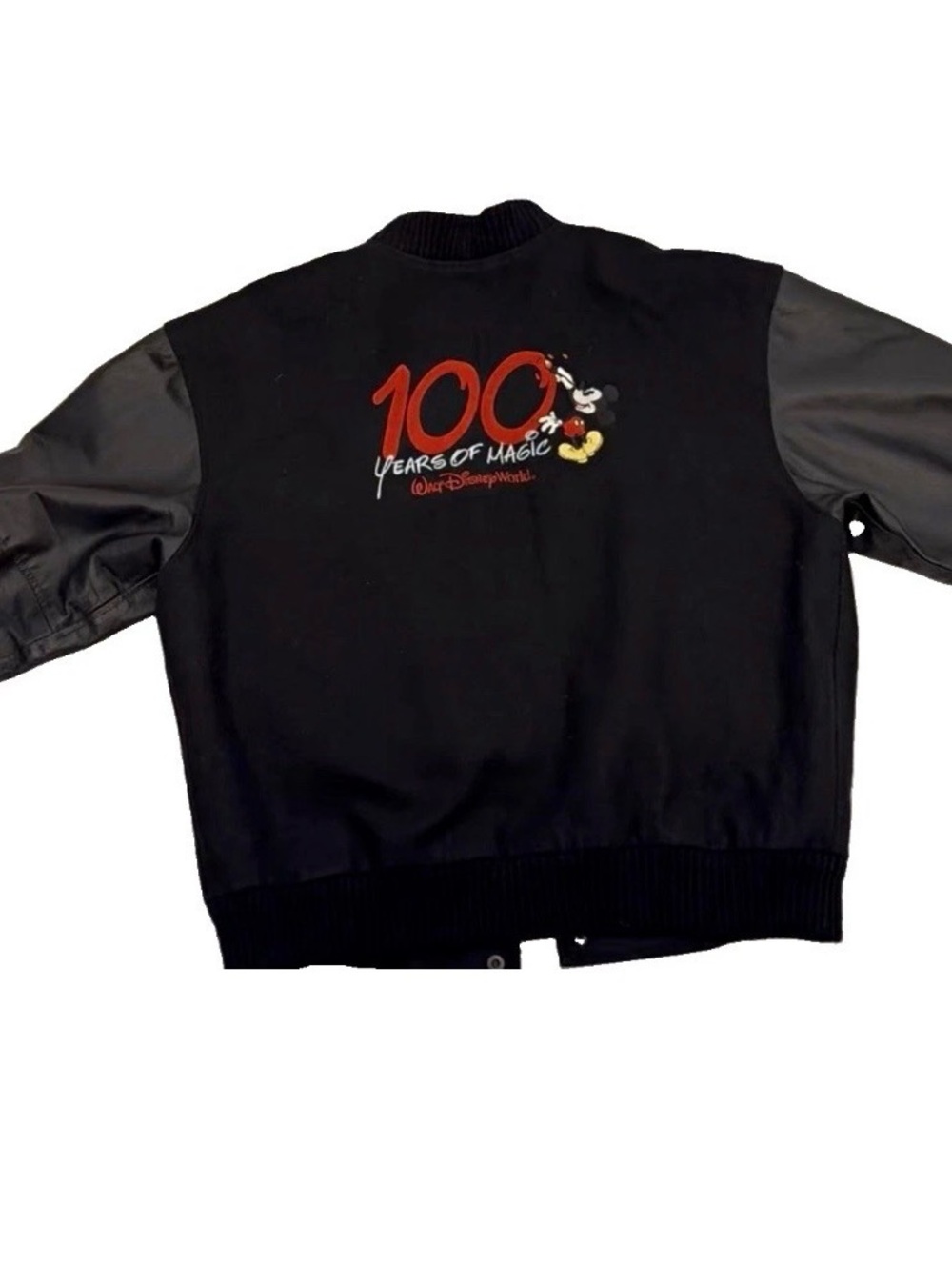 Vintage Walt Disney World 100 Years of Magic Burk’s Bay Leather Varsity Jacket L